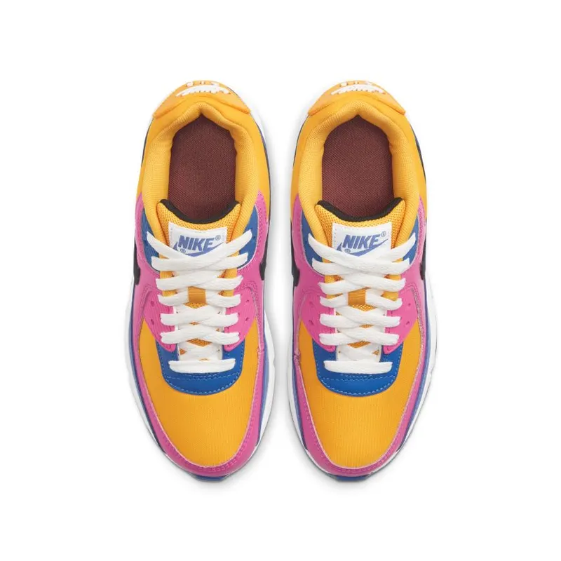 Nike Air Max 90 Leather Multi-Color (GS) University Gold/Battle Blue-White-Black (CD6864-700)