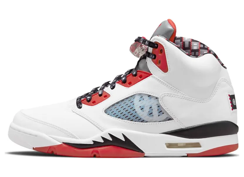 Air Jordan 5 Quai 54 White University Red Black (2021) (DJ7903-106)