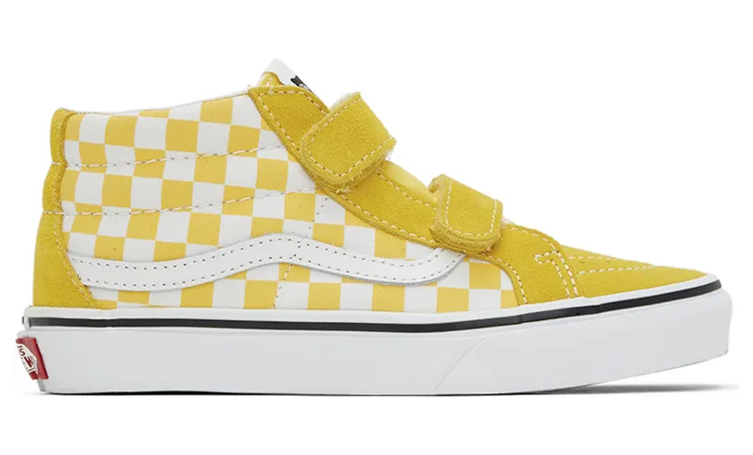 Vans Kids Yellow Checkerboard Sk8-Mid Reissue V Little Kids Sneakers (VN0A38HHABP1)