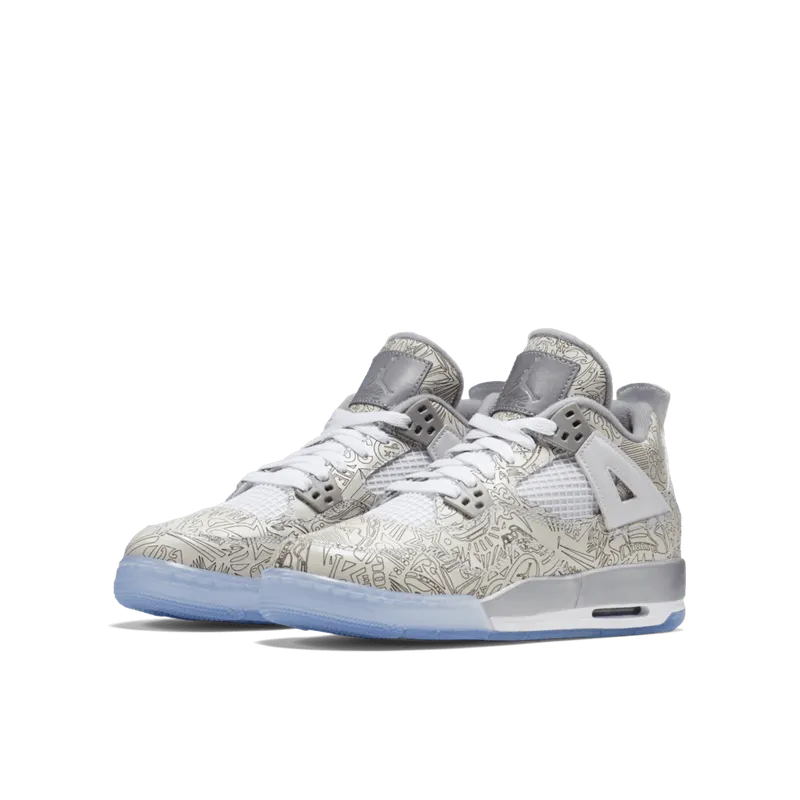 Jordan 4 Retro Laser (GS) White/Chrome-Metallic Silver (705334-105)