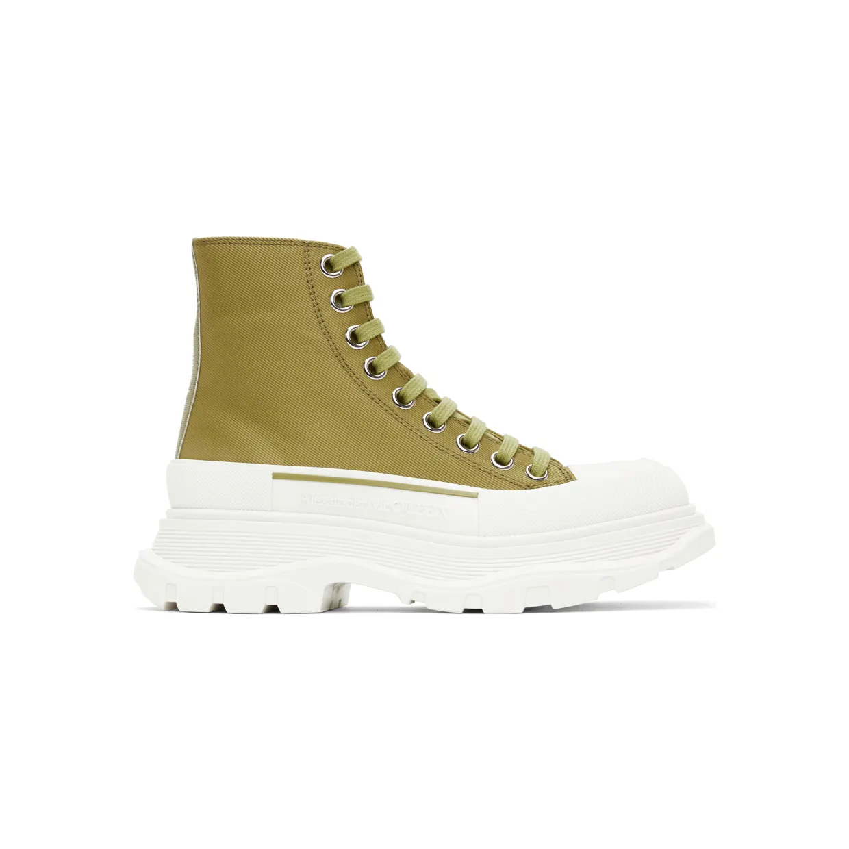 Alexander McQueen Green Tread Slick High Sneakers (697080W4U31)