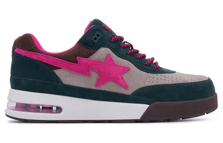 A Bathing Ape Road Sta Premium Suede Dark Green Pink Beige (1J30-191-021)