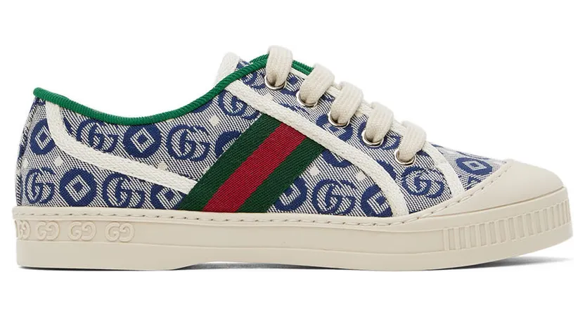 Gucci Kids Blue Web Tennis 1977 Sneakers (682230 U4G50)