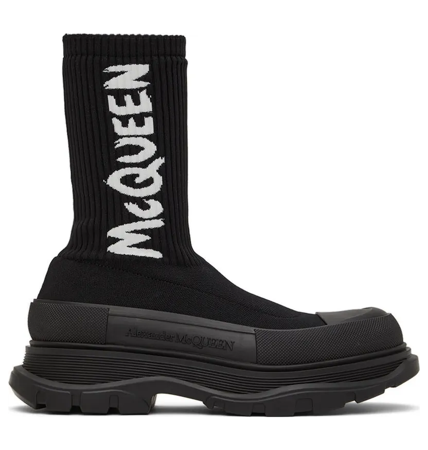 Alexander McQueen Beige Graffiti Knit Tread Slick (705671W4TV1)