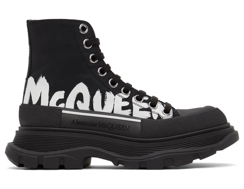 Alexander McQueen Black Logo Tread Slick High (676718W4RQ2)