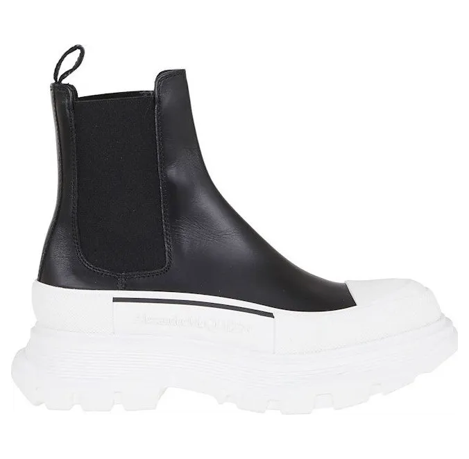 Alexander McQueen Chelsea Tread Ankle Boot Black White (635714WHZ611071)