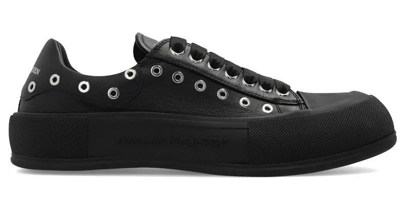Alexander McQueen Deck Skate Plimsoll Lace-Up Black Eyelets (729539 WIATD 1081)
