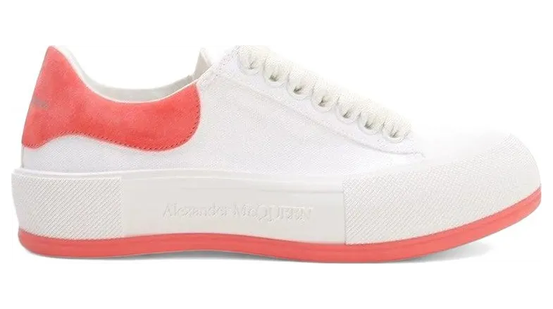 Alexander McQueen Deck Skate Plimsoll Lace-Up White Coral (654593 W4MV7 9097)