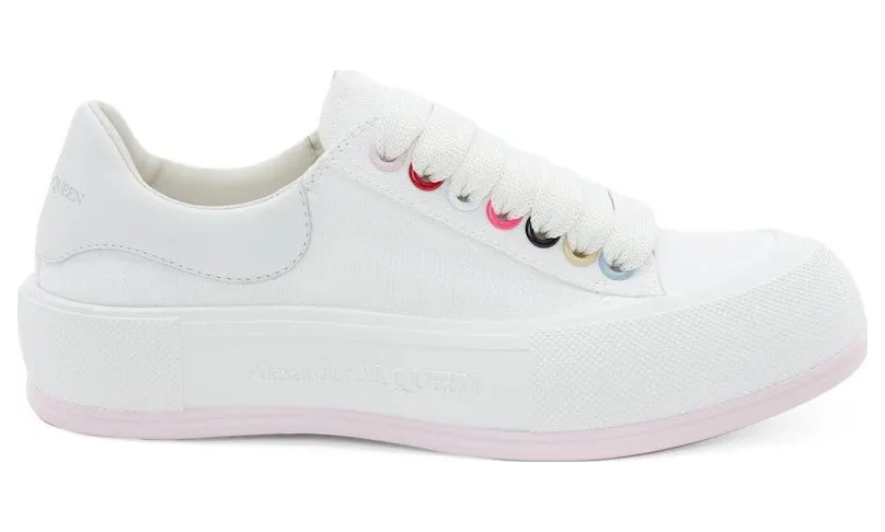Alexander McQueen Deck Skate Plimsoll Lace-Up White Multi (654593W4MVR9548)