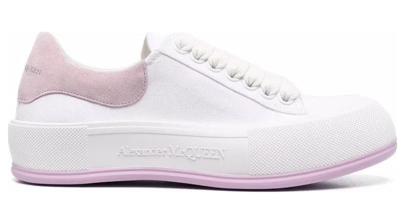Alexander McQueen Deck Skate Plimsoll Lace-Up White Pink (654593W4MV79490)