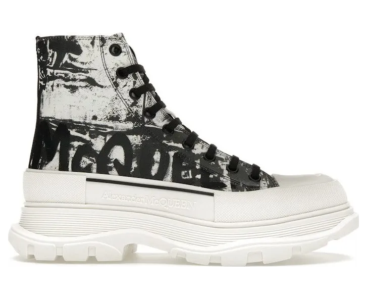 Alexander McQueen Graffiti Tread Slick Boot White Black (708089W4TG49356)