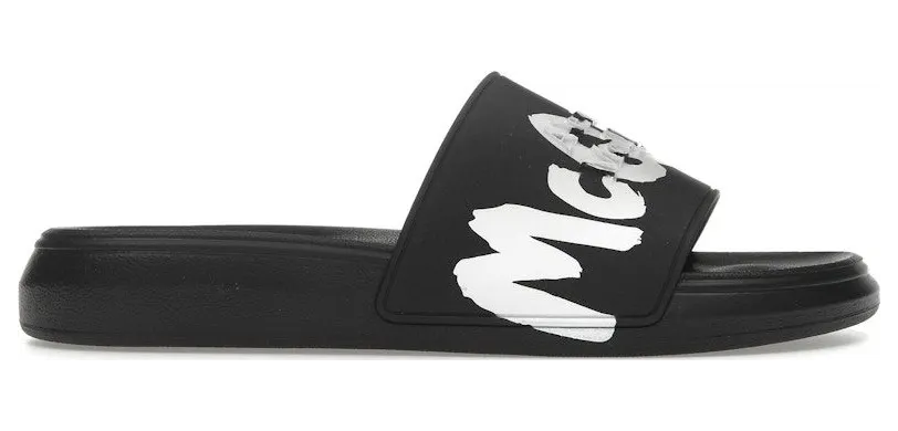 Alexander McQueen Grafitti Logo Slide Black White (682490 W4QS3 1070)