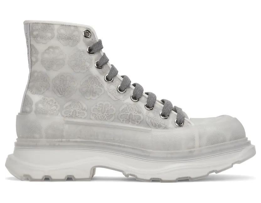 Alexander McQueen Grey Print Tread Slick High (662675W4QR1)