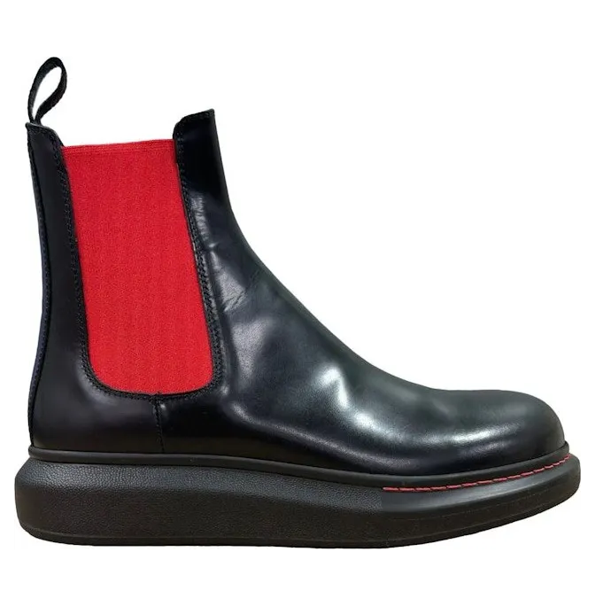 Alexander McQueen Hybrid Chelsea Boot Black Red (586198WHX521066)