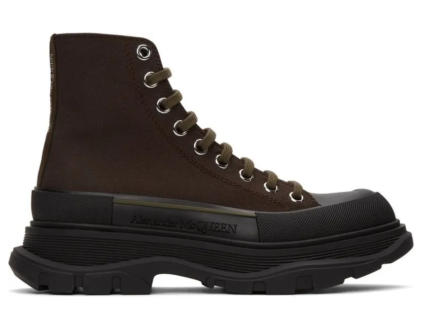 Alexander McQueen Khaki Tread Slick High (604254W4L51)