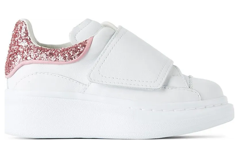 Alexander McQueen Kids White & Navy Glitter Oversized Velcro (612098WHX1Y)