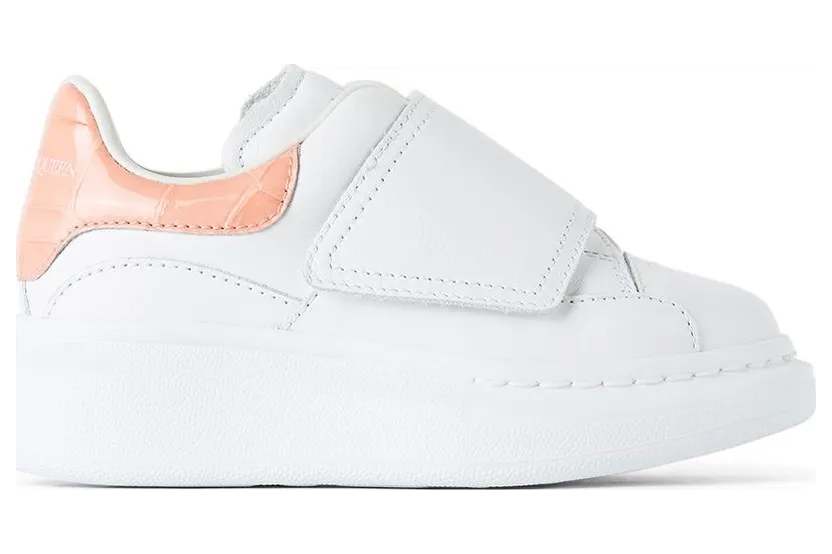 Alexander McQueen Kids White & Pink Croc Tab Velcro Oversized 9414 White/Pastel Pi (587693 WIAH3)