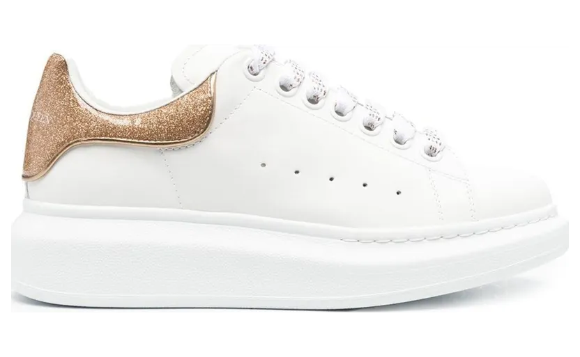 Alexander McQueen Oversized White Rose Gold Glitter (Women’s) (718239WICGJ)