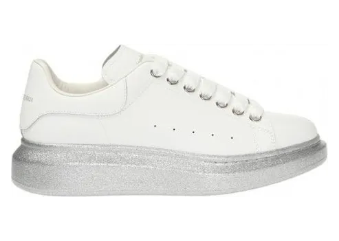 Alexander McQueen Oversized White Silver Glitter Sole (553770WHWKV9071)