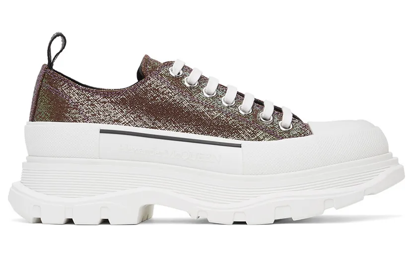 Alexander McQueen Purple Iridescent Platform Sneakers (652755W4PB1)