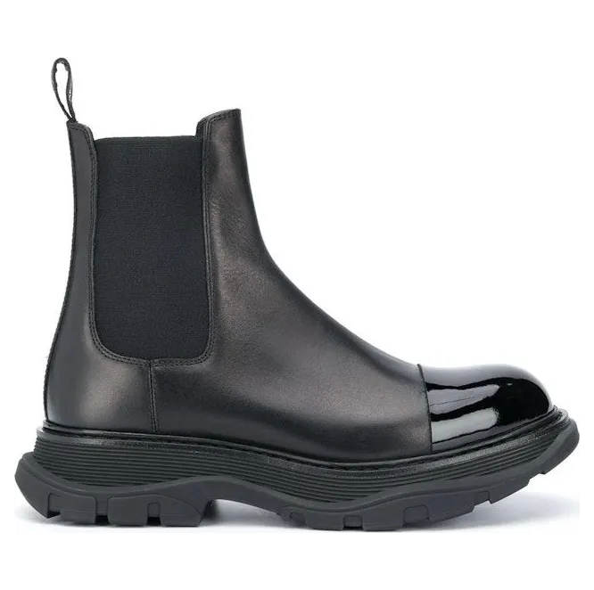 Alexander McQueen Shiny Toecap Chelsea Boot Black (610814WHZ821000)