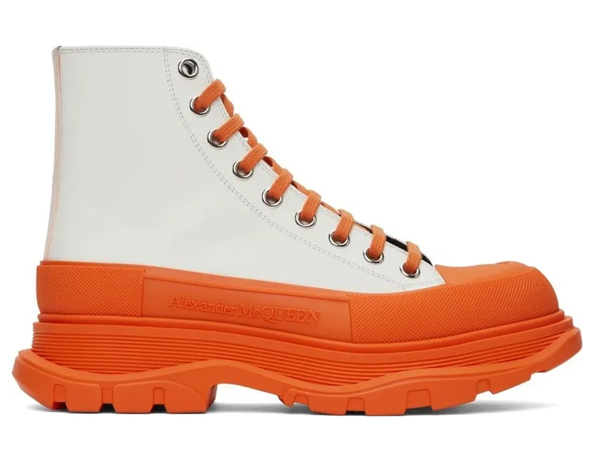 Alexander McQueen SSENSE Exclusive White & Orange Tread Slick High (627206WHYK3)