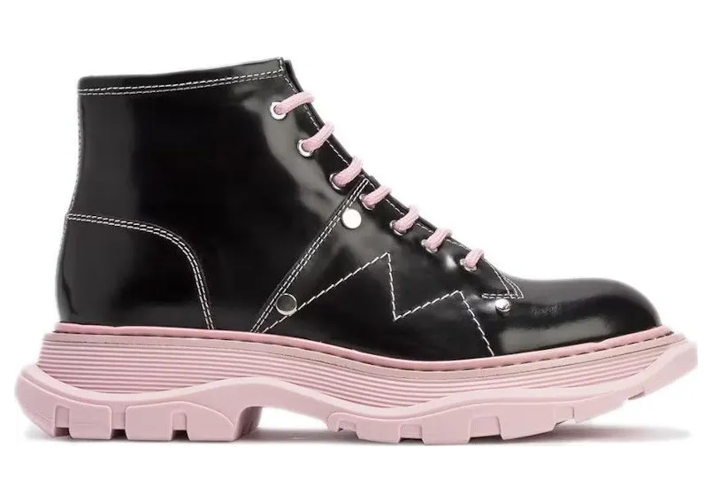 Alexander McQueen Tread Lace-Up Boot Black Pink (595469WHZ811488)