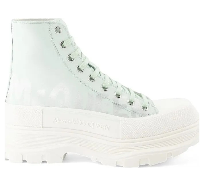 Alexander McQueen Tread Slick Boot McQueen Graffiti Logo Pastel Green (711109 WIAT6 4615)