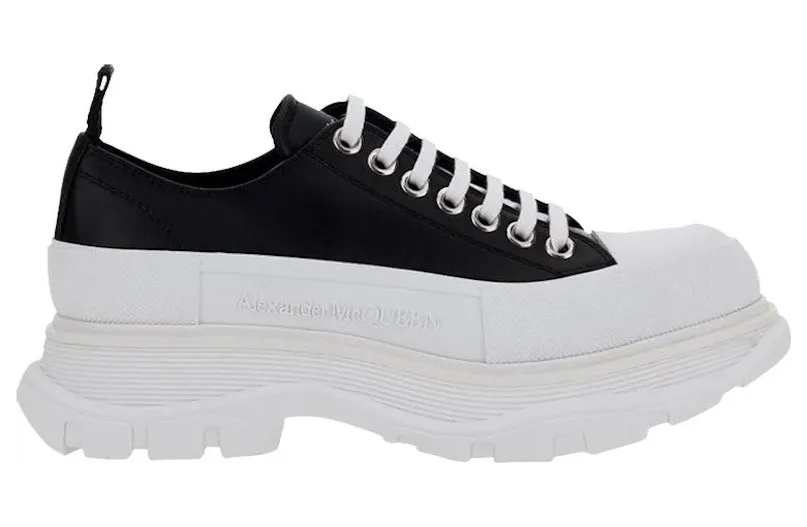 Alexander McQueen Tread Slick Low Lace Up Black Leather White (627225WHZ621071)