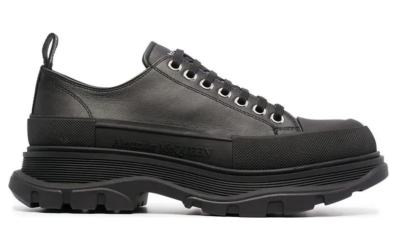 Alexander McQueen Tread Slick Low Lace Up Leather Triple Black (627225 WHZ62 1081)