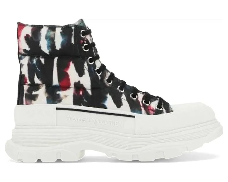Alexander McQueen Tread Slick Quilted Boot Watercolor Graffiti White Multi (727384 W4PM1 8916)