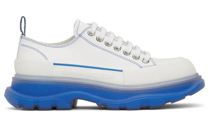 Alexander McQueen White & Blue Tread Slick Low (662687W4MV9)