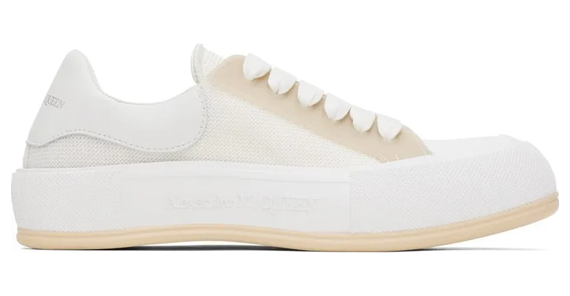 Alexander McQueen White Deck Plimsoll 8993 OP.WH/WHI/PARCH (711098W4UB2)