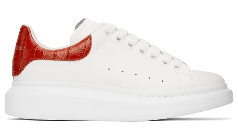 Alexander McQueen White & Green Croc Oversized (625162WIAFX)