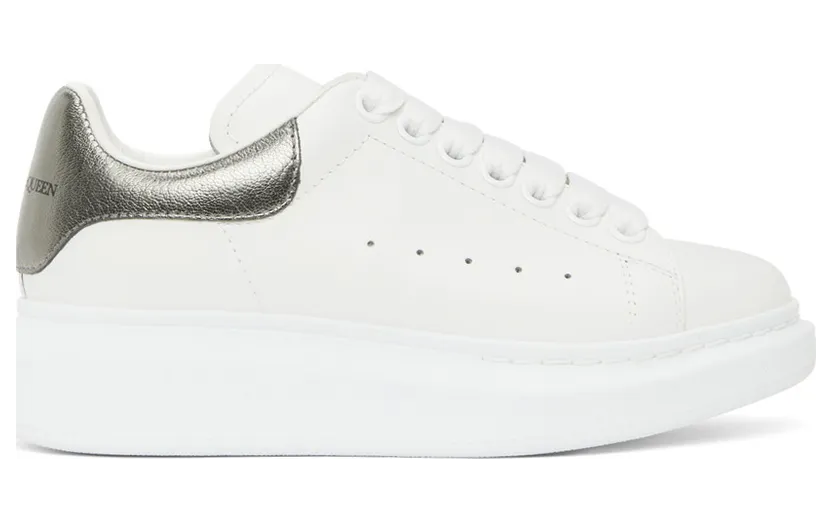 Alexander McQueen White & Gunmetal Metallic Oversized (553770 WHFBU)