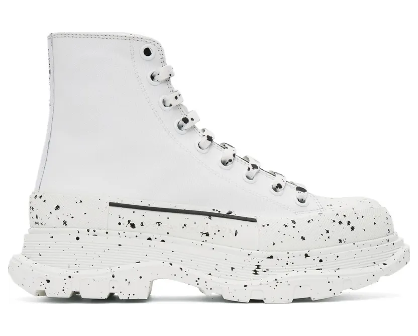 Alexander McQueen White Paint Tread Slick High (682413W4MVI)