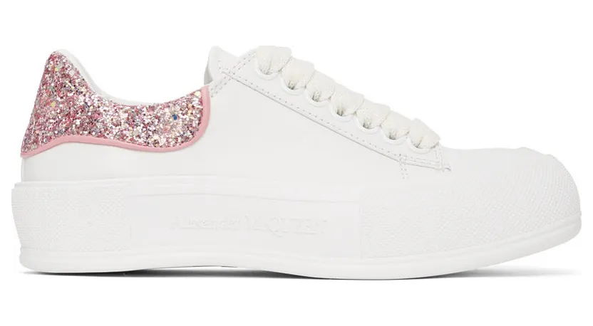 Alexander McQueen White & Pink Deck Lace-Up Plimsoll (676686WIABJ)
