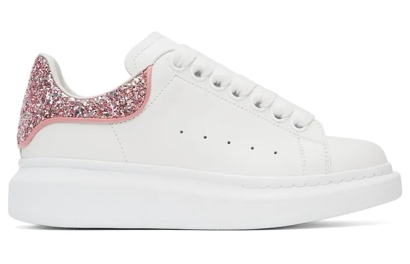 Alexander McQueen White & Pink Glitter Oversized (558945WIAFF)