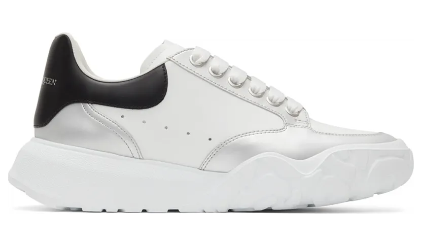 Alexander McQueen White & Silver Court Trainer (662663WIA96)