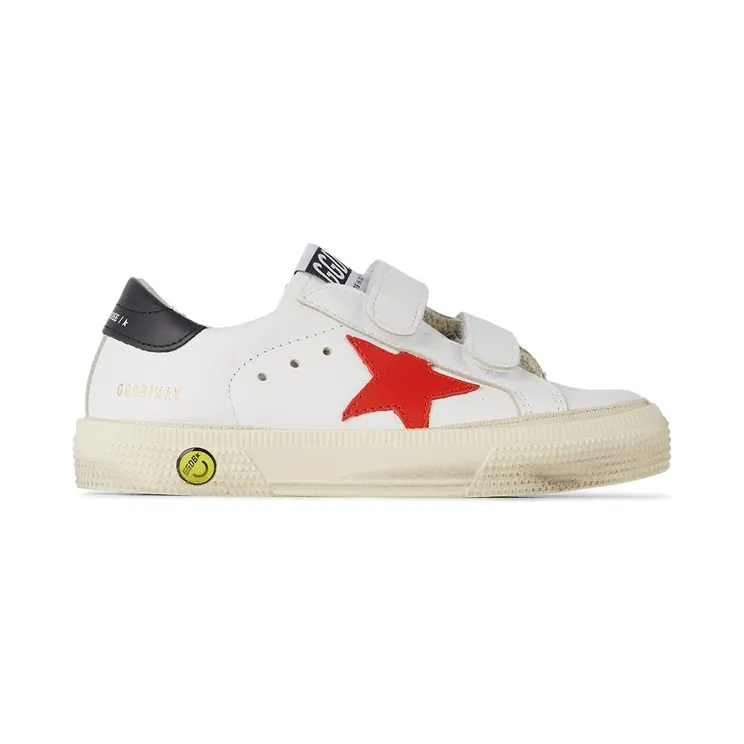 Golden Goose Baby White & Red May School Velcro Sneakers (GJF00198.F001997.10763)
