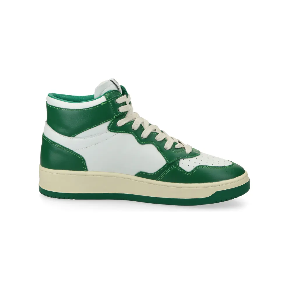 Autry Medalist Mid W (leat / leat / white / green) – AUMWWB03