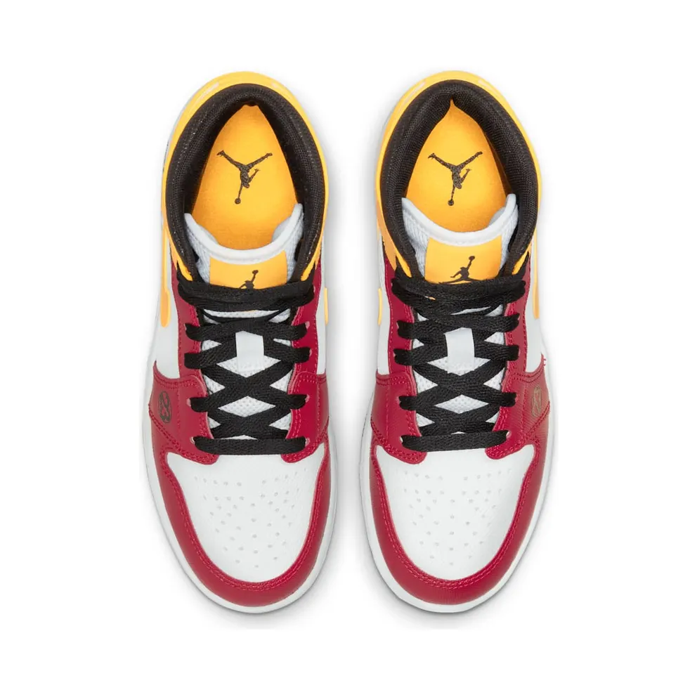 Air Jordan 1 Mid SE Motorsports (GS) – “White / Varsity Red / Yellow” (DJ0336-067)