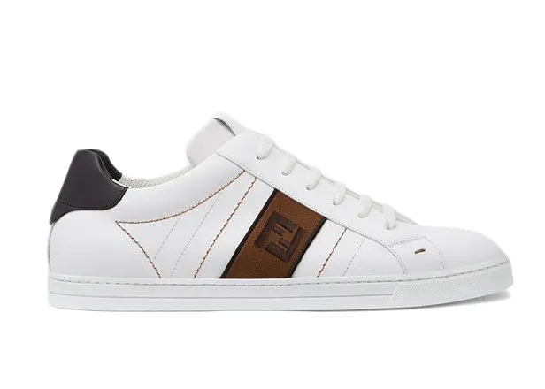 Fendi FF Leather Low Top White Brown (7E1166A3XLF13TH)