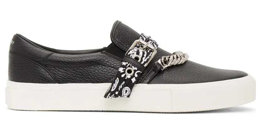 AMIRI Black Bandana Chain Slip-On Sneakers (MFS005-008)
