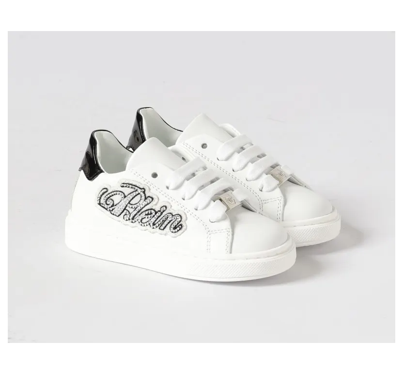 Philipp plein Leather Sneakers with Rhinestones White (831581)