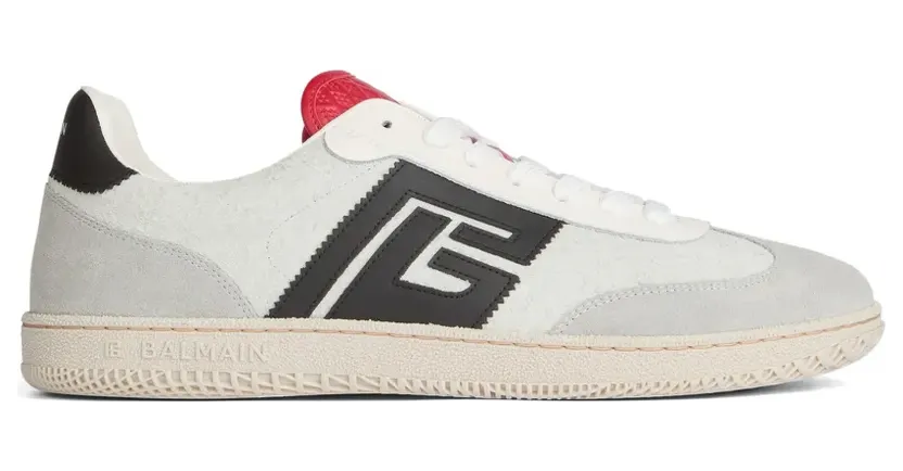Balmain Swan Sneakers aus Wildleder und Glattleder – Weiß (HM1VI360LHCA)