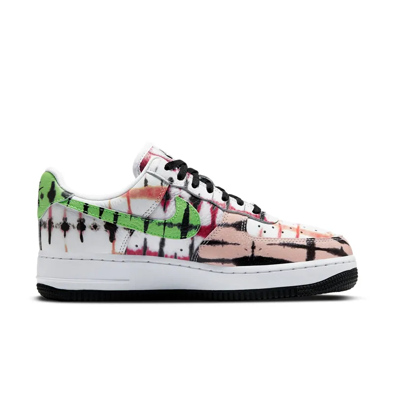 Nike Air Force 1 Low Black Tie Dye (W) White/Green Strike-Washed Coral-Black (CW1267-101)