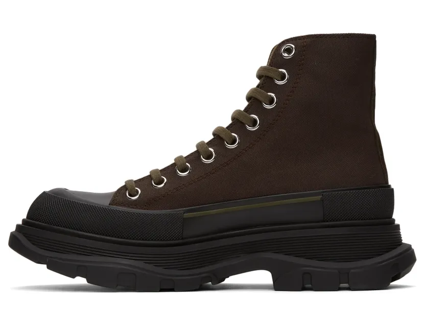 Alexander McQueen Khaki Tread Slick High Sneakers (604254W4L51) (3)