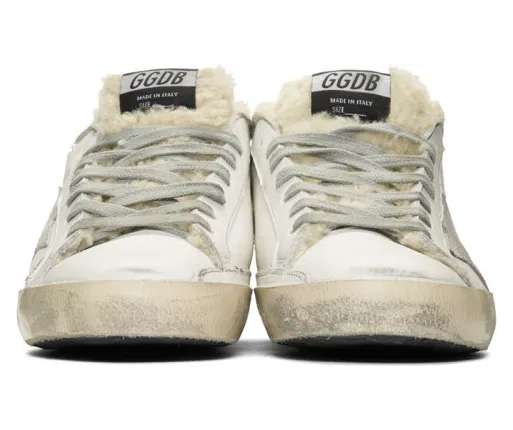 Golden Goose White Shearling Double Structure Superstar Sneakers (G35MS590.Q75) (2)