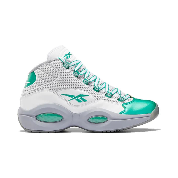 Reebok Question Mid Philadelphia Eagles White/Court Green-Cool Shadow (Other Brands Reebok)
